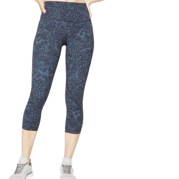 Lululemon Wunder Under Crop Hi-Rise 21" Nouveau Mach Blue Black Size 6 W6AI3S - Picture 2 of 12